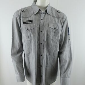 BKE Vintage Buckle Snap Button Western‎ Shirt Mens XL Black and White